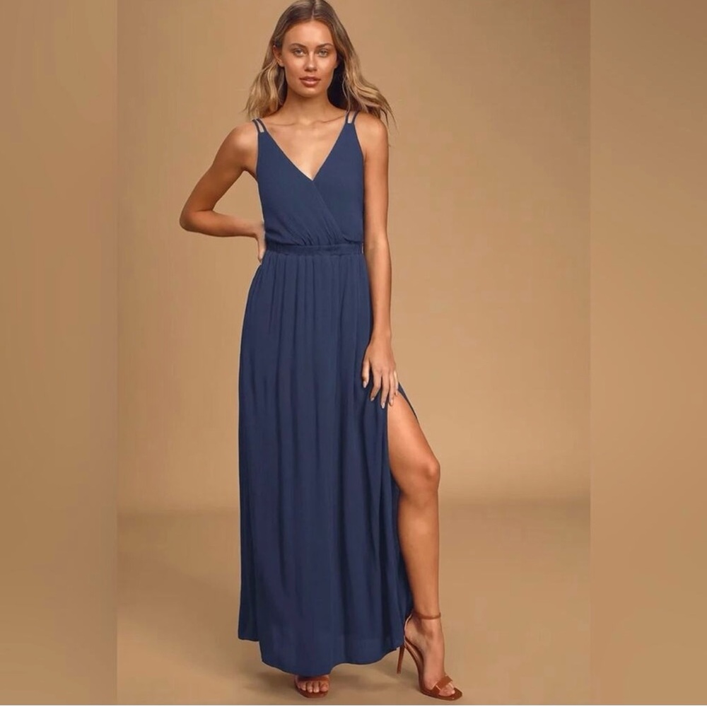 Lulus Lost in Paradise Navy Blue Maxi Dress
